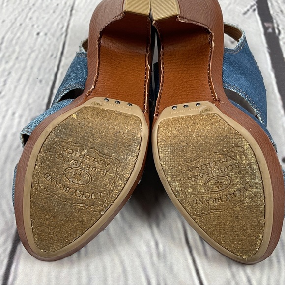LUCKY BRAND Peggy Y2K denim platform chunky heel open toe shoes NWT, size 7 - Picture 12 of 12